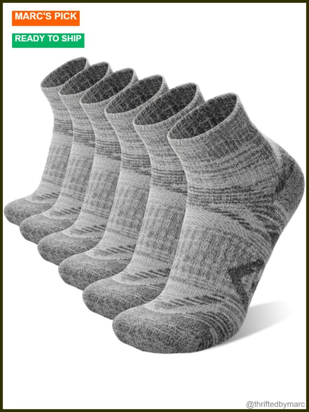 6 Pairs Merino Wool Quarter Ankle Running Hiking Socks Compression Thermal
